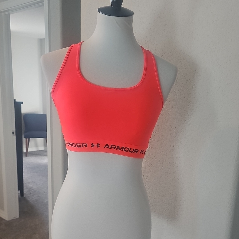 Under Armour Neon Coral Sports Bra